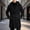 Black, variant on Men's Thermal Long Hooded Winter Trench Coat Wool Blend Overcoat Business Casual Zipper Jacket Outwear with Button Windproof Hood Collar