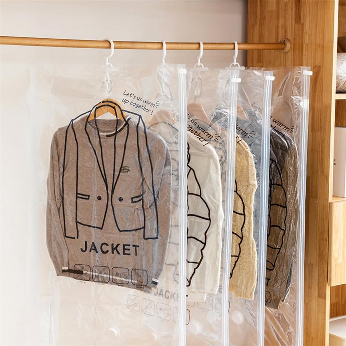 Hanging Vacuum Storage Bags Reusable for Coats Suits