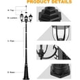 thumbnail image 5 of HORTUZZ Lamp Post Outdoor Lighting, 3-Head Black Hard Wired Pole Light for Outside, E26 Base Maximum 100W (Bulb Not Included), Waterproof Street Light Fixture for Yard, Garden, Driveway (Classic), 5 of 7
