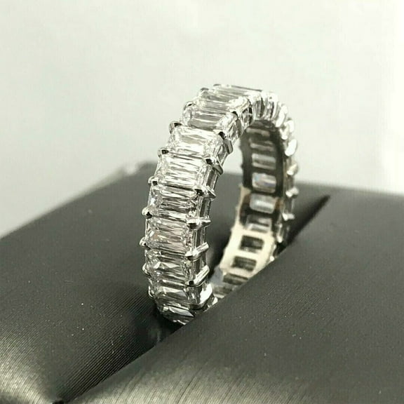 2Ct Baguette Cut Lab-Created Diamond Women's Full Eternity Ring 14k White Gold Plated Silver