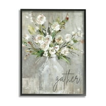 Stupell Industries Gather White Floral Bouquet Graphic Art Black Framed Art Print Wall Art, Design by Carol Robinson