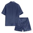 thumbnail image 4 of eczipvz Girls Boys Pajamas Satin Pajama Set Silk Pjs Short Sleeve Sleepwear Kids Button-Down Nightwear Navy L, 4 of 5