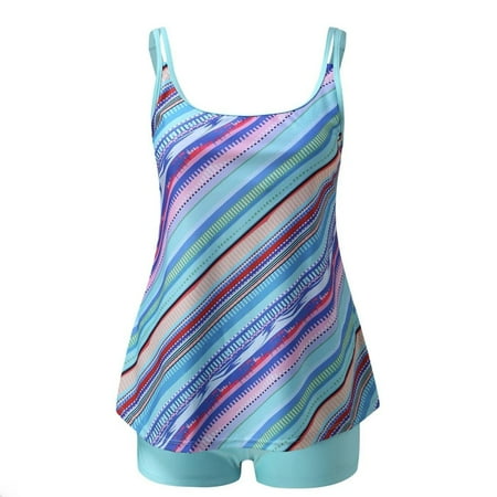 Wancir Tankini Swimsuits for Women Fashion Print 2 Piece Bathing Suits Tops with Boyshorts Modest Loose Swimwear