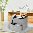 thumbnail image 4 of Ottomane de Rangement Pliable avec un Tiroir, Coffre de Rangement en Poly-Lin Repose-Pieds Tabouret (Gris, 17"x16.5"x16.5 Pouces), 4 of 8