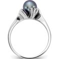 thumbnail image 2 of 14K White Gold 6mm Black Fw Cultured Pearl Aa Diamond Ring (Size 6) Made In United States y2015bp/aa, 2 of 5
