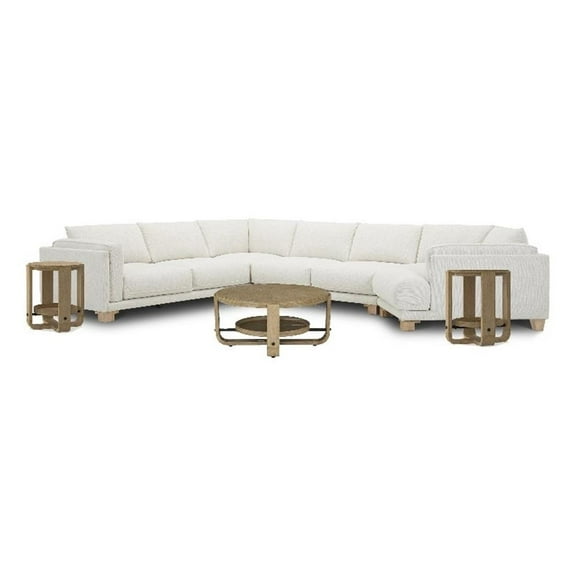 Pemberly Row Contemporary Mirage Mist 4 Piece Modular Sectional