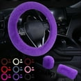 thumbnail image 2 of Dpityserensio 3PC Winter Steering Wheel Cover Set Solid Cover Short Plush Handle Cover Imitation Hair Gear Lever Handbrake Set Suitable for 15inch, 2 of 2
