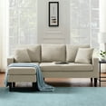 thumbnail image 2 of 3 PCS Sectional Sofa Set with Ottoman, L-Shaped Sectional Couch with Reversible Chaise and 2 Pillows, Modern Upholstered Corner Sofa Set with Solid Wood Legs for Living Room Apartment, Beige, 2 of 7