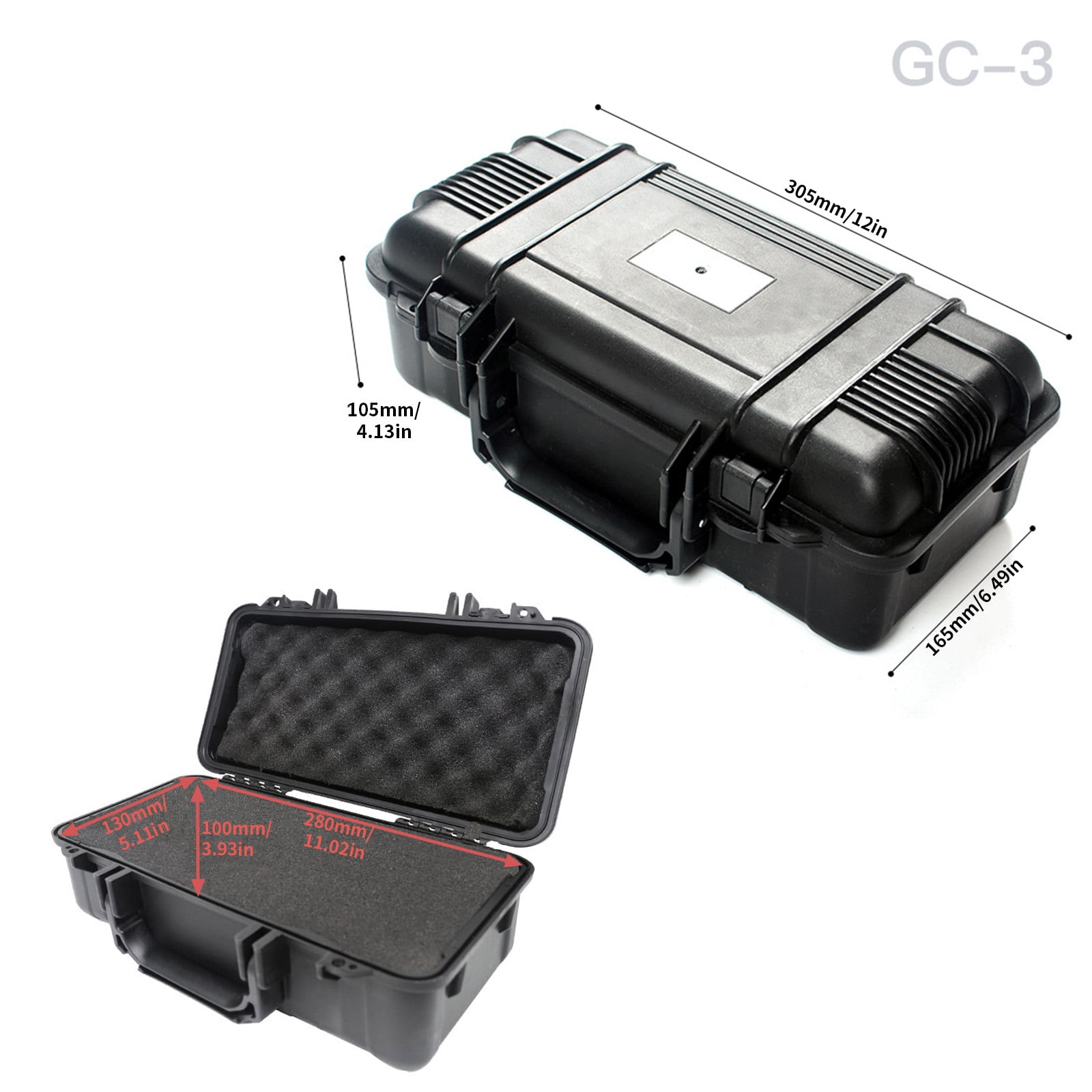 Waterproof Equipment Box 305x165x105mm with Soft Foam Insert Outdoor Work Tool Box for Secure Tool Protect