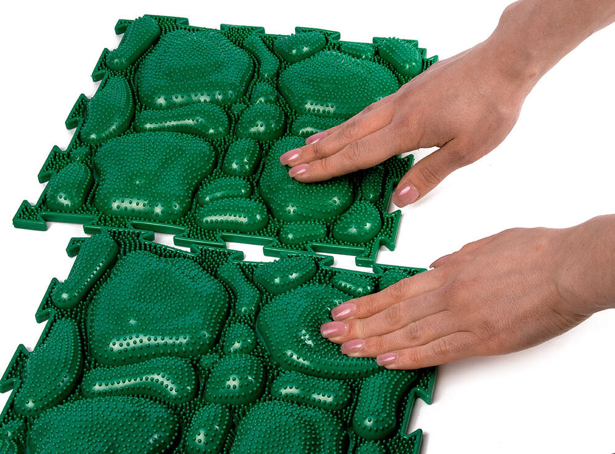 Ortodon Moss Module Sensory Mat with Squeakers 6 Pieces Orthopedic Puzzle Mats for Foot Massage Game Mat Massage Sensory Mat Puzzle Floor Mat, Green