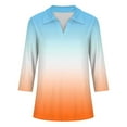 thumbnail image 5 of Spring'S Top Trends!ChaoHeng 3/4 Sleeve Blouses for Women 2025 Clearance Women's Color Matching T-shirt V-neck Lapel 3/4 Sleeve Top, 5 of 5