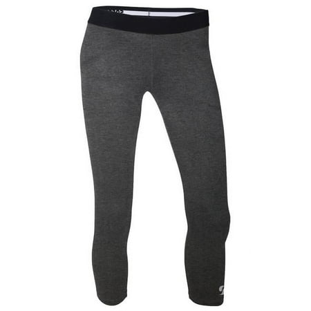 Soffe 1125VC0FHXSM Compression Fit Performance Capri for Junior, Grey Heather & Black - Extra Small