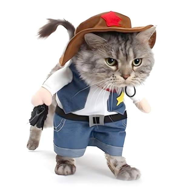 Disfraz NACOCO de vaquero con sombrero para gato y perro pequeño, color azul