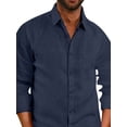 thumbnail image 3 of DYMADE Men Lapel Long Sleeve Solid Button Up Slim Fit Shirt, 3 of 4