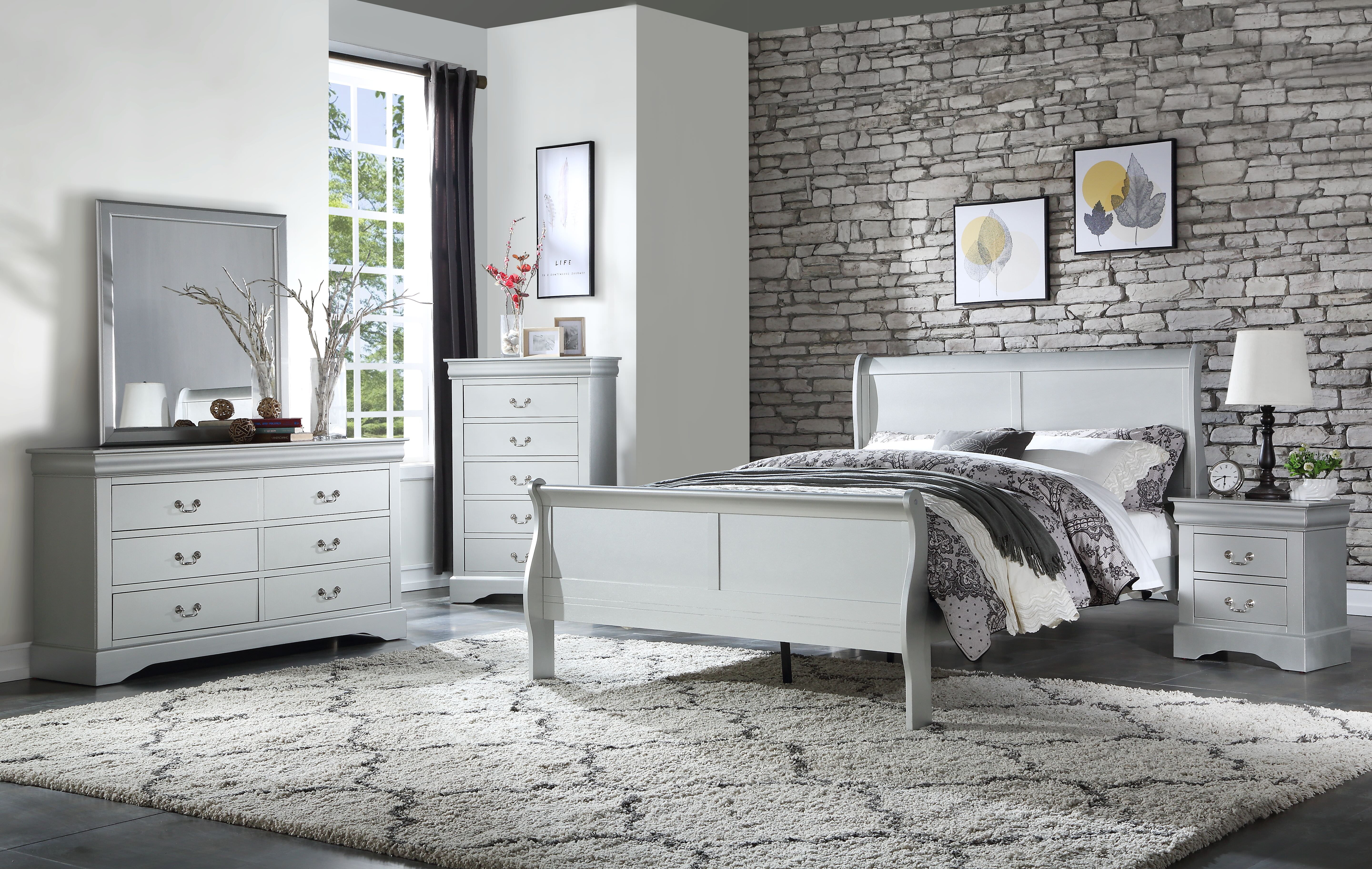 Acme Louis Philippe Bed in Platinum, Multiple Sizes - Walmart.com