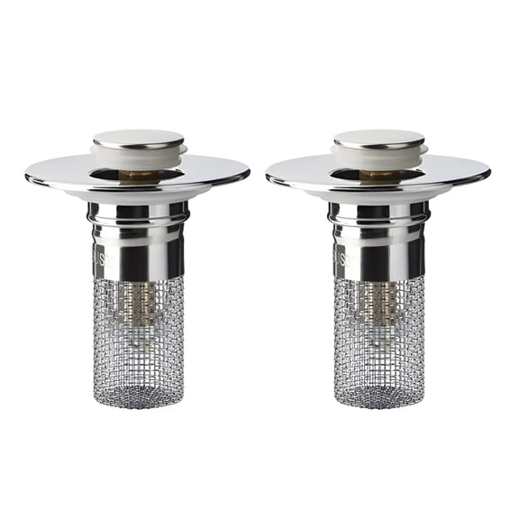 HIBIBUD Universal Bathroom Sink Stopper 2Pcs - Pop-Up Drain Plug with Hair Catcher,Anti-Clogging,Leakproof,Rustproof,Fits 1.1"-1.29" Drains,Bathroom Sink Stopper Pop Up