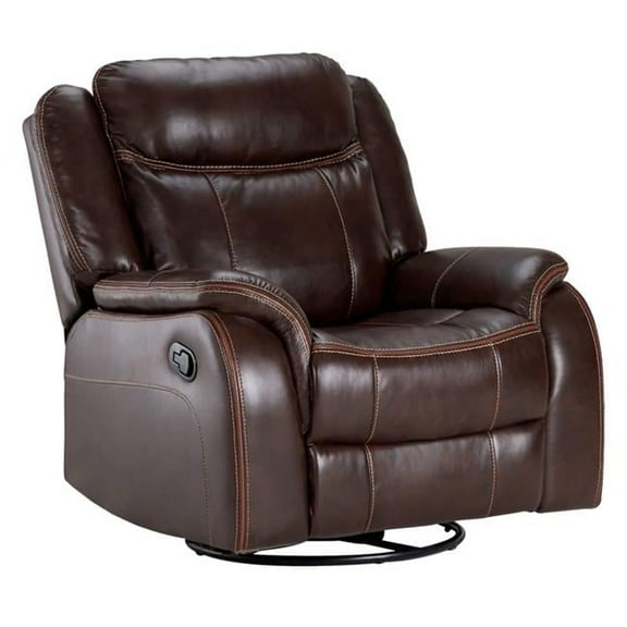 38 in. Avant Rocking Swivel Recliner Chair Brown - Faux Leather