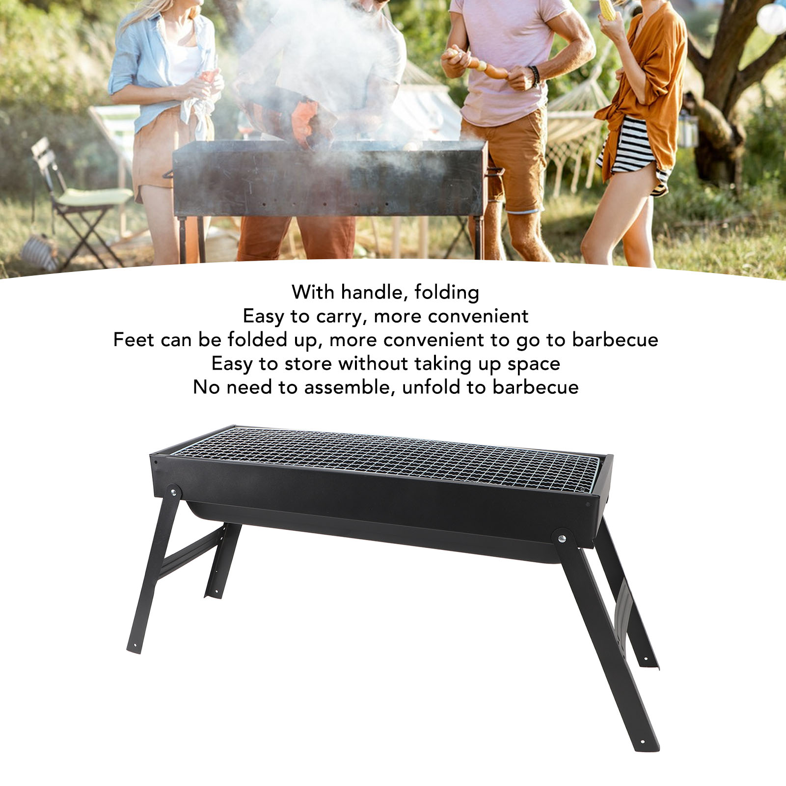 YAHHU Mini Portable Charcoal Barbecue Grill Outdoor Folding BBQ Accessories Iron 10 inches / 25.4 cm