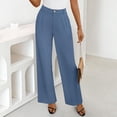 thumbnail image 2 of Inglocry Wide Leg Dress Pants for Women High Waisted Office Work Trousers Business Casual Slacks Button Flowy Palazzo Pant Sky Blue L, 2 of 9