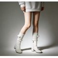 thumbnail image 2 of HUPOM 1 Pair Socks for Women Fashion Mid-Calf Soft Tube Socks White, 2 of 4