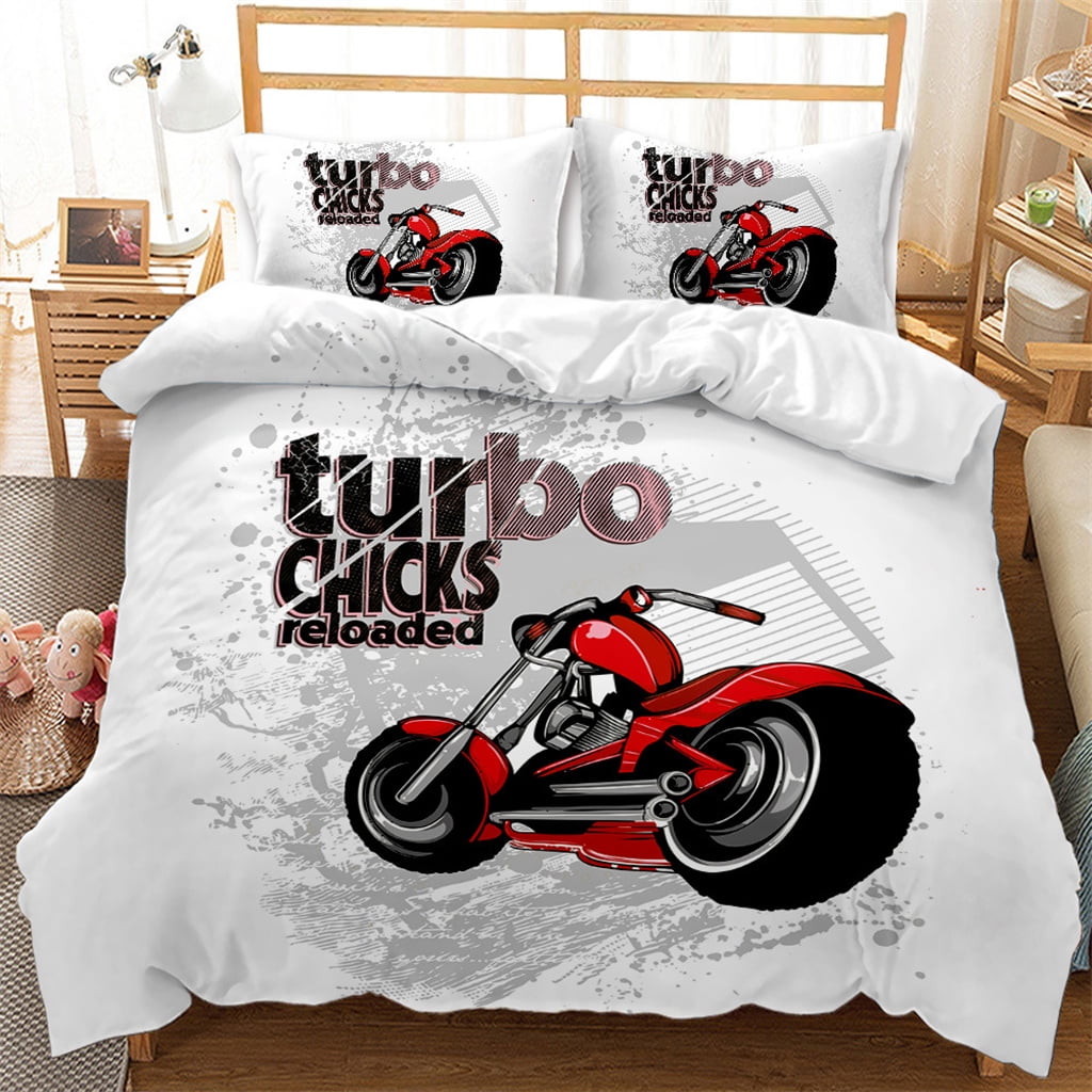 druk Geduld heden 3D Racing Motorcycle Bedding Comforter Set Twin Full Queen King Size  Motocross Bike Bed Duvet Cover Set for Men Teens Boys - Walmart.com