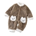 thumbnail image 4 of Maqroz Cute Girls Boys Fuzzy Fleece Snowsuit Winter Warm Romper Long Sleeve Hooded Onesie Outerwear Daily Wear Toddler Clothes with Animal Pockets, 4 of 8