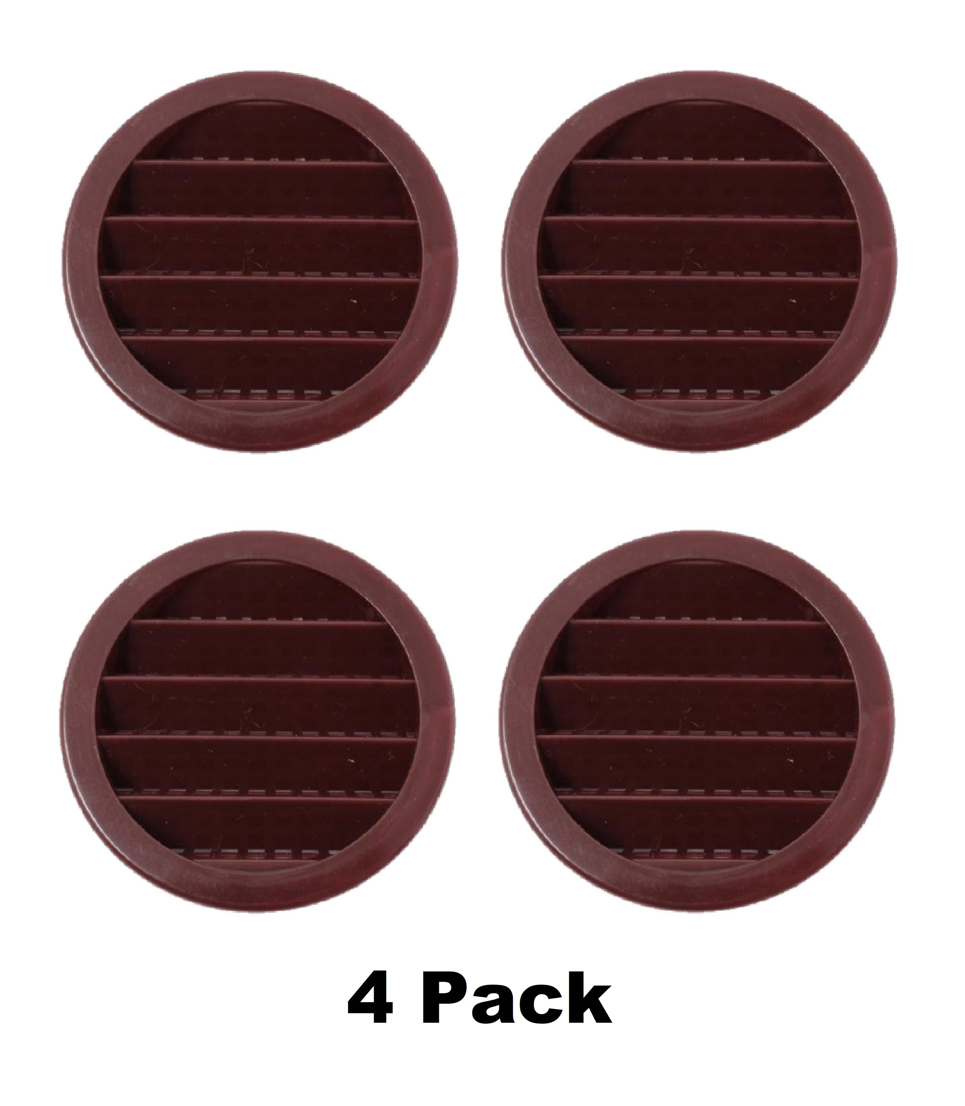 4 Pack 3" Brown Round Plastic Louver Soffit Air Vent