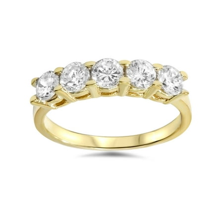 14k Yellow Gold Wedding Ring - 1 1/4ct Diamond Wedding 14k Yellow Gold Anniversary Ring 5-Stone High Polished