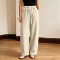 thumbnail image 6 of LIaqionyy Women Pants Elastic Waist Casual Wide Leg Lightweight Sweatpants Trousers Fashion Outfits with Pockets, 6 of 8