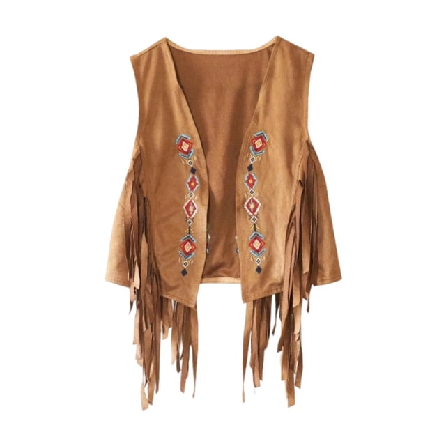 Chaleco hippie de los años 60 y 70. Chaqueta hippie de gamuza con flecos de los años 70 para casa, caminar, fiestas y viajes. Marrón
