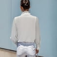 thumbnail image 4 of Gsakboxl Womens Summer Tops Womens Ruffled Long Sleeve Shirt Elegant Button Down Blouse with Ruffle Trim on Neckline Chic Casual Top for Spring and Autumn L, 4 of 7
