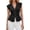 Black, variant on Womens V Neck Denim Vests Tops Trendy Summer Casual Button Down Y2k Fitted Pleated Sleeveless Jean Tops