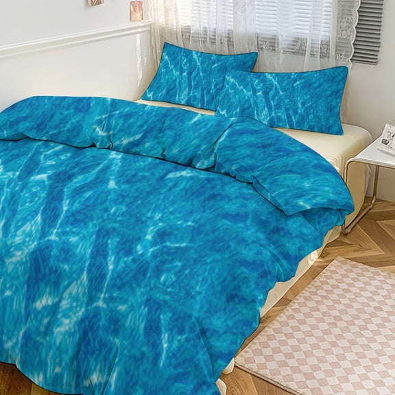 Water Ripple Light Blue Bedding Set Couple Bedclothes Pillowcase Customized Home Textiles Bed Set for Bedroom Decoration