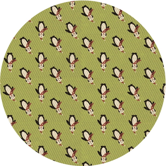 Ahgly Company Tapis Rond Lavable en Machine Intérieur Transitionnel Jaune Foncé Vert, 7 Pieds Rond