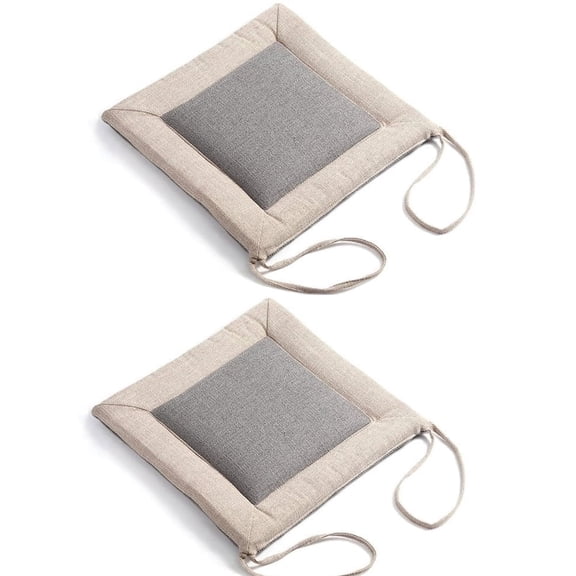 Triani Outdoor Chair Cushions (Set of 2) 16x16 Inches Patio Seat Cushions Gray Cotton Linen Square Chair Pads for Patio Furniture Garden Home Office