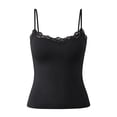 thumbnail image 4 of HAYIMI Women Spaghetti Strap Built In Bra Camisole With Lace Trim Shelved Cups Double Layer Adjustable Straps Everyday Layering Tank Tops Summer Round Neck Solid Color Sleeveless Boho Vests, 4 of 4
