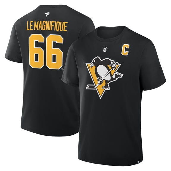 Men's Fanatics Mario Lemieux-Black Pittsburgh Penguins Retired Player Nickname T-Shirt