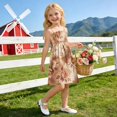 thumbnail image 6 of Ttyddzy Woman' Casual-Dresses Sleeveless Camisole A-Line Dress for 2Y-7-8Y，Brown Rose Pattern, 6 of 8