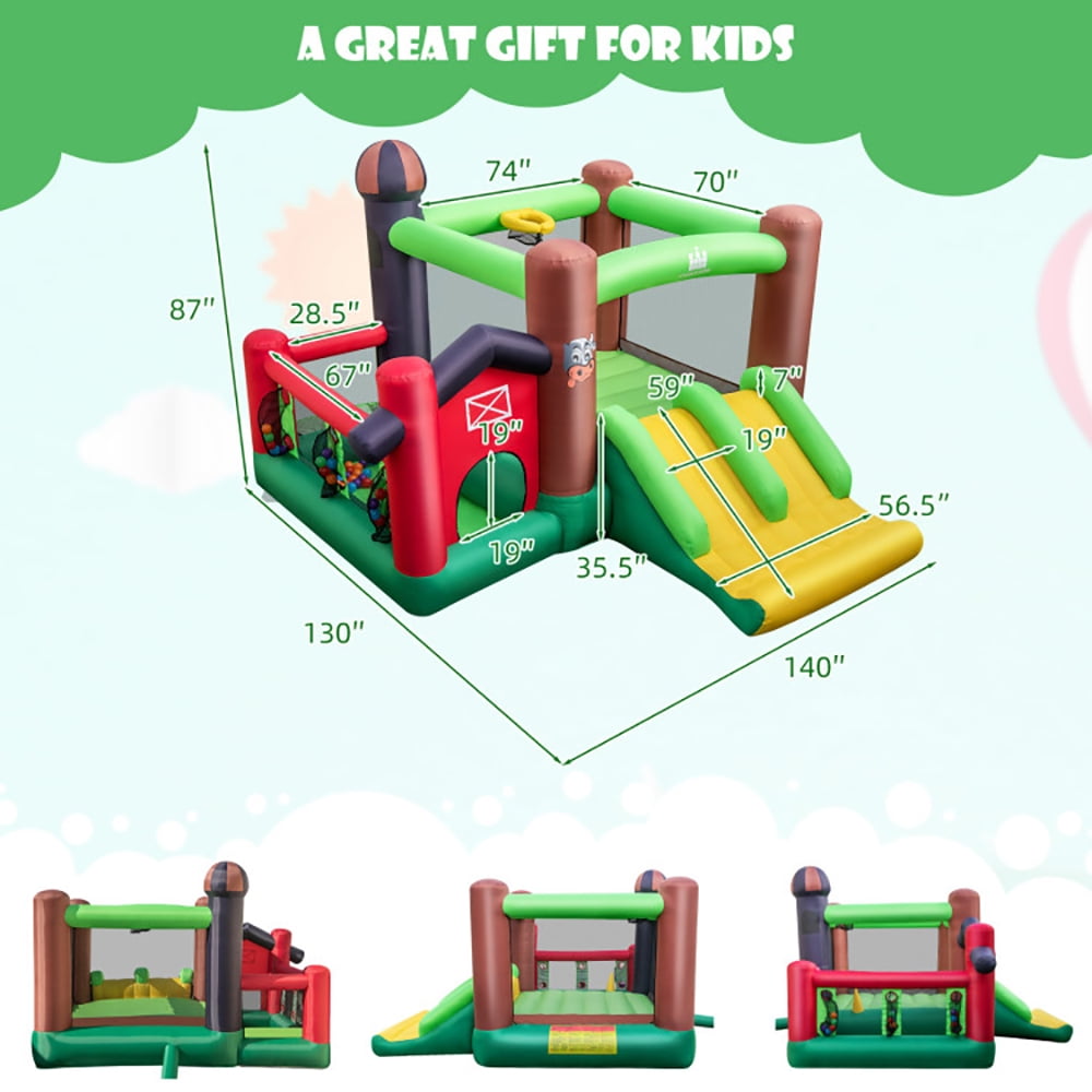 Aimee Lii 6-in-1 Inflatable Bounce House with Double Slides without 735W Blower, Bounce House for Kids 3-10