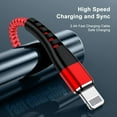 thumbnail image 6 of Cshidworld Lightning Cable, 3Pack [Apple MFi Certified] Nylon Fast Charging (3/6/6ft)，Compatible with iPhone 14/13/12/11 Pro Max/Pro 13/12 Mini MAX XS Xr X 6 AirPods iPad，Red, 6 of 9