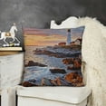 thumbnail image 2 of YINGXI United States Throw Pillow Cushion Cover, Portland Lighthouse USA Coast Scenery, Decorative Square Accent Pillow Case, Pale Blue Tan 22x22in, 2 of 5