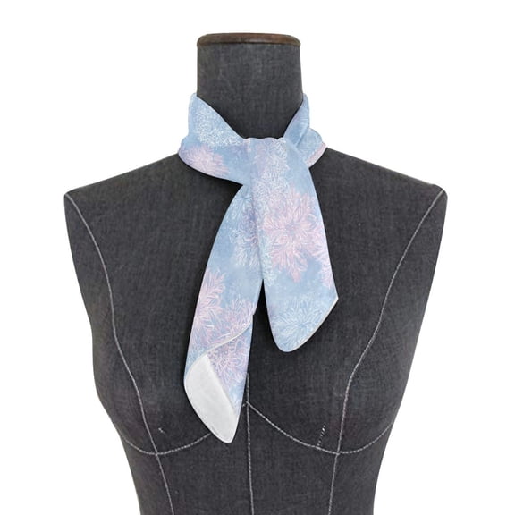 Square Scarf 24x24 Inch Pale Blue Pink Snowflakes Silky Satin Sun Protection Neck Scarf for Women Multi-Purpose Head Wrap Bandana for Hair Bag Decoration