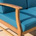 thumbnail image 4 of Easter Outdoor 4 Seater Teak Finished Acacia Wood Conversation Sets with Cushions and Fire Pit, 4 of 9