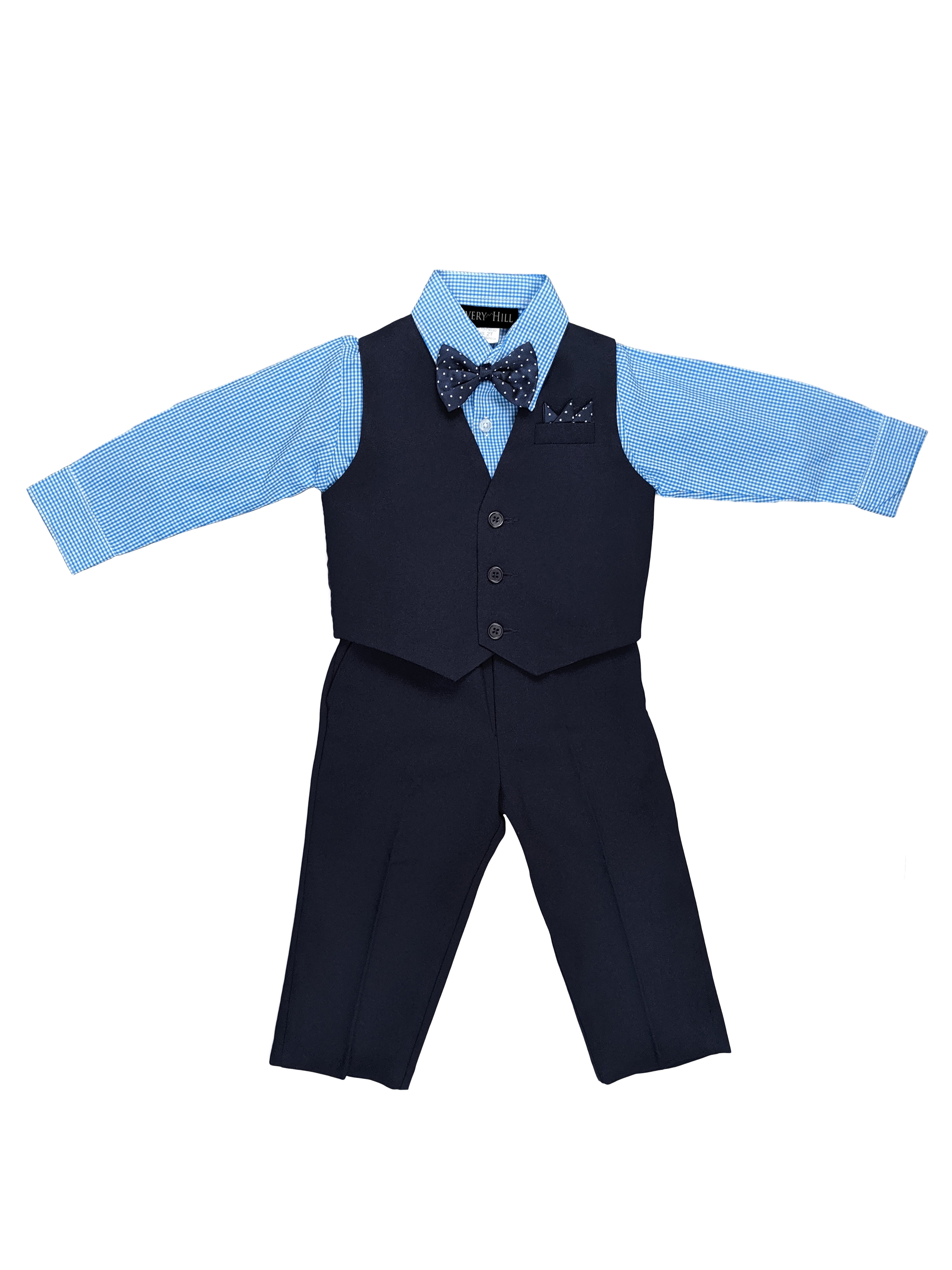 Avery Hill Boys' 4 Piece Vest Bowtie Colored Shirt Set (Baby, Toddler, Little & Big Boys)