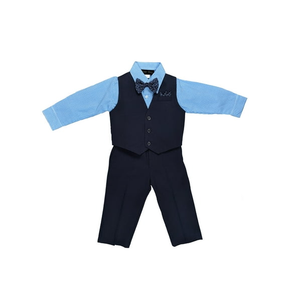 Avery Hill Boys' 4 Piece Vest Bowtie Colored Shirt Set (Baby, Toddler, Little & Big Boys)
