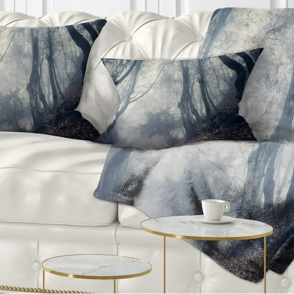 Designart Vintage Path in Autumn Forest - Landscape Photography Throw Pillow - 12x20