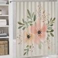 thumbnail image 5 of 4 Piece Shower Curtain Sets with Non-Slip Rugs Toilet Lid Cover and Bath Mat Pastel Pink And Beige Watercolor Floral Bouquet Durable And Waterproof Mother's Day Summer for Bathroom Decor, 5 of 8