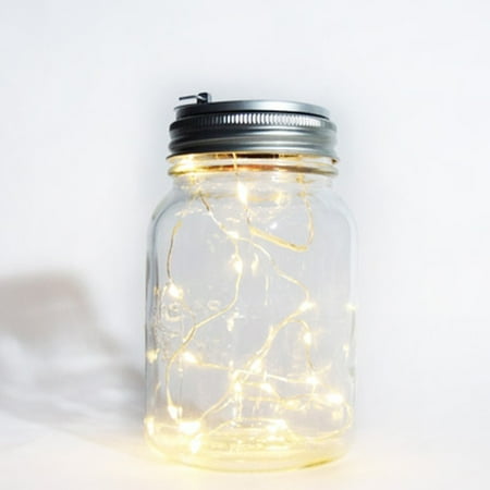 Mason Jar Hanging Lanterns Fantado Wide Mouth Clear Mason Jar Light w/ Hanging Warm White Fairy LED Kit by PaperLanternStore (Battery Powered) ()