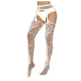 thumbnail image 2 of Women Lingerie Garter Belt Stocking Fishnet Thigh High Tights Suspender Pantyhose White Size One Size, 2 of 4