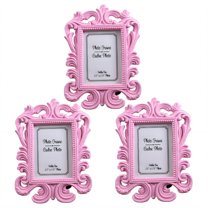 DESIGNICE 3Pcs Vintage Picture Frames,Multi Color Photo Frames,Combo Match Family Picture Frame,4.73"X3.55",Pink